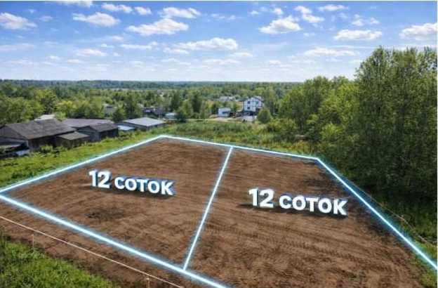 Участок, разделённый на два по 12 соток